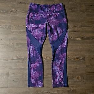 Women's Small Purple Mesh Printed Leggings
